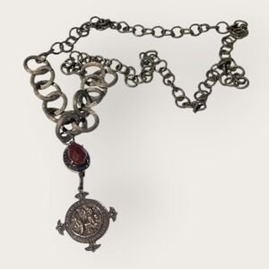 Antique Vintage Religious Medal Rosary Necklace Catholic Notre Dame Lourdes